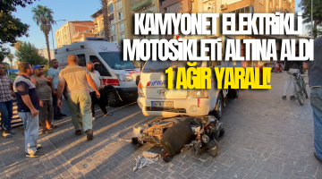 Nazilli’de kamyonet elektrikli motosikleti altına aldı!