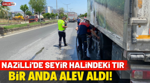 NAZLI ALTINAYAR- Yangın, Aydın Denizli Karayolu üzerinde öğle saatlerinde meydana