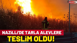NAZLI ALTINAYAR -Yangın, Nazilli’de Bozdoğan yolu üzerinde bulunan bir tarlada