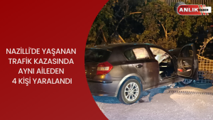 Aydın’ın Nazilli ilçesinde hızını alamayan otomobil, önündeki araca çarptı. Bir