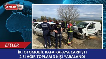 İKİ OTOMOBİL KAFA KAFAYA ÇARPIŞTI 2’Sİ AĞIR 3 KİŞİ YARALANDI