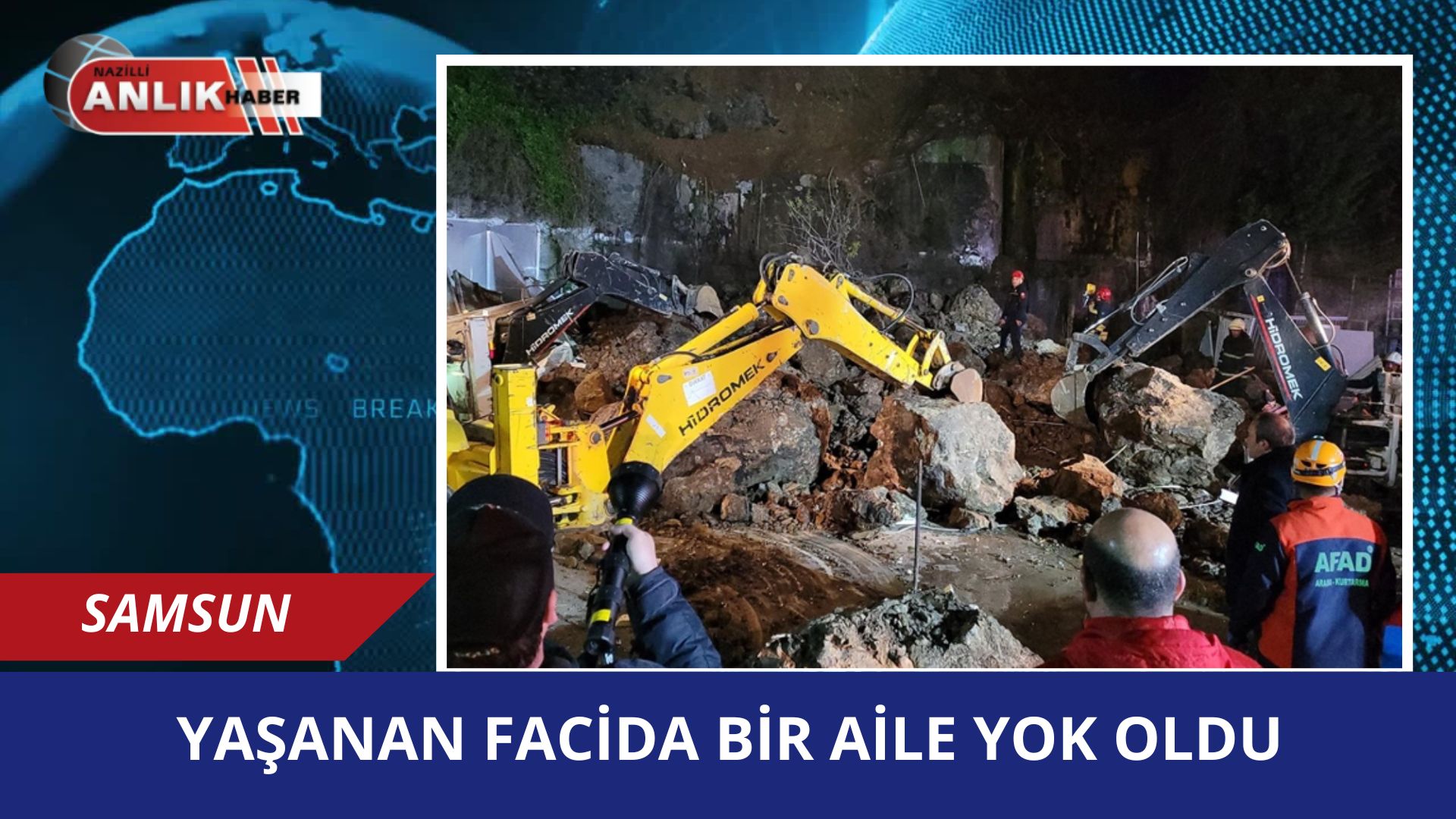 Samsun’un Canik ilçesinde meydana gelen heyelan, bir akaryakıt istasyonunda büyük