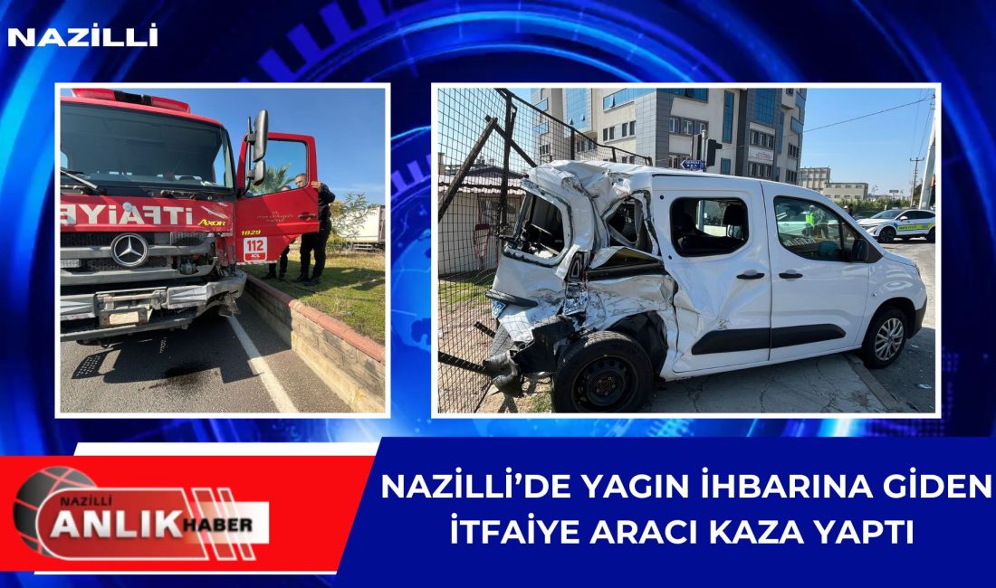 Aydın’ın Nazilli ilçesinde yangın ihbarına yetişmeye çalışan Büyükşehir Belediyesi’ne ait
