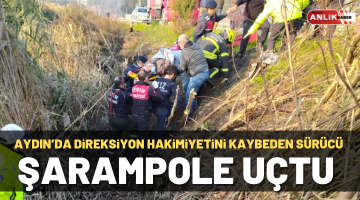Aydın’da direksiyon hakimiyetini kaybeden sürücü şarampole uçtu
