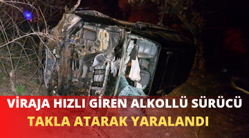 DİREKSİYON HAKİMİYETİNİ KAYBEDEN SÜRÜCÜ TAKLA ATARAK YARALANDI