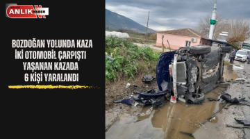 İKİ OTOMOBİL ÇARPIŞTI YAŞANAN KAZADA 6 KİŞİ YARALANDI