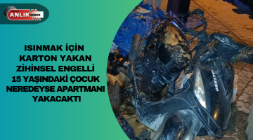 ISINMAK İÇİN KARTON YAKMAK İSTERKEN MOTOSİKLETİ YAKTI