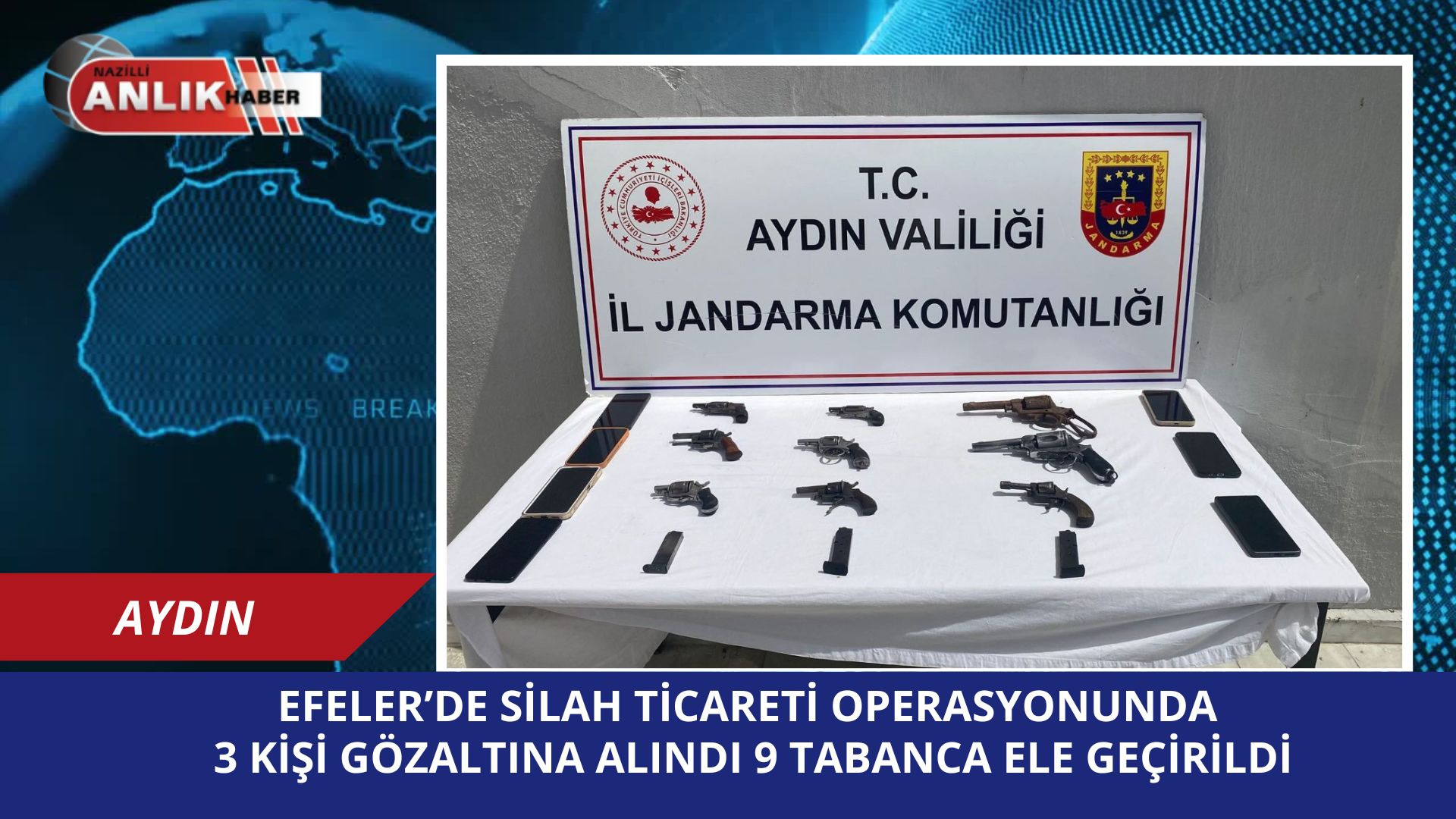 Efeler’de Silah Ticareti Operasyonu: 3 Şüpheli Yakalandı, 9 Tabanca Ele Geçirildi