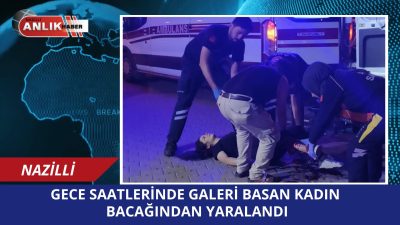 Nazilli’de gece saatlerinde meydana gelen olayda, bir galerinin camını tekmeleyerek