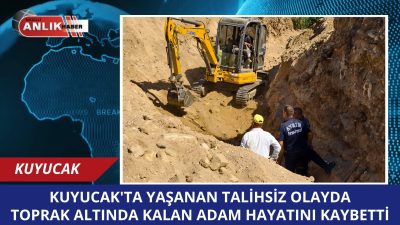 Kuyucak’ta kendi arsasında sulama kanalı için kazı yapan Ahmet Güney(43).,