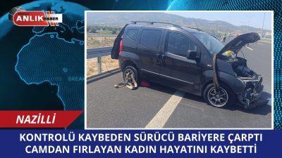 Aydın’ın Nazilli ilçesinde meydana gelen trafik kazasında, bir otomobil bariyerlere