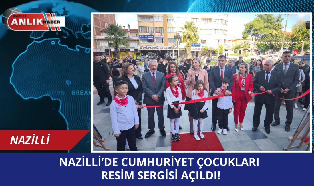 Nazilli’de Zafer İlkokulu 3. sınıf öğrencilerinin hazırladığı “Cumhuriyet Çocukları Resim