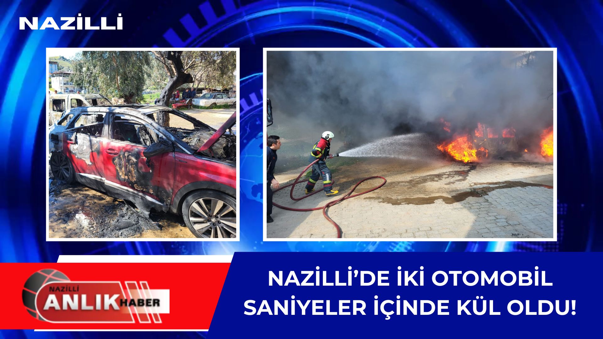 Aydın’ın Nazilli ilçesinde park halindeki bir araçta başlayan yangın, kısa