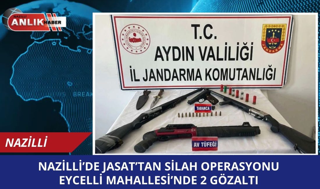 Aydın’ın Nazilli ilçesinde jandarma ekiplerinin bir ikamete düzenlediği operasyonda, çok