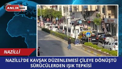 Aydın’ın Nazilli ilçesinde, ana arterlerin kesişim noktasında yapılan trafik ışığı
