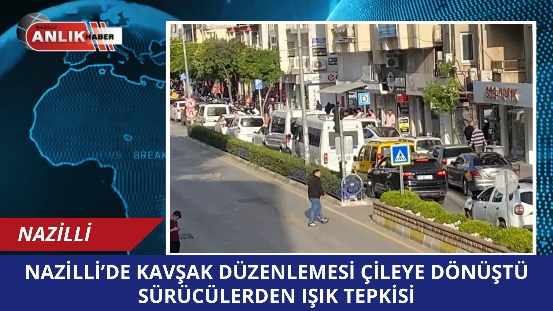Aydın’ın Nazilli ilçesinde, ana arterlerin kesişim noktasında yapılan trafik ışığı