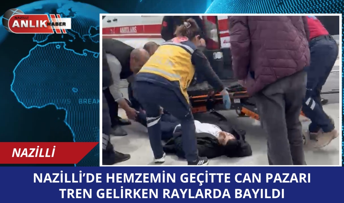 Aydın’ın Nazilli ilçesinde bir vatandaşın tren rayları üzerinde baygınlık geçirmesi